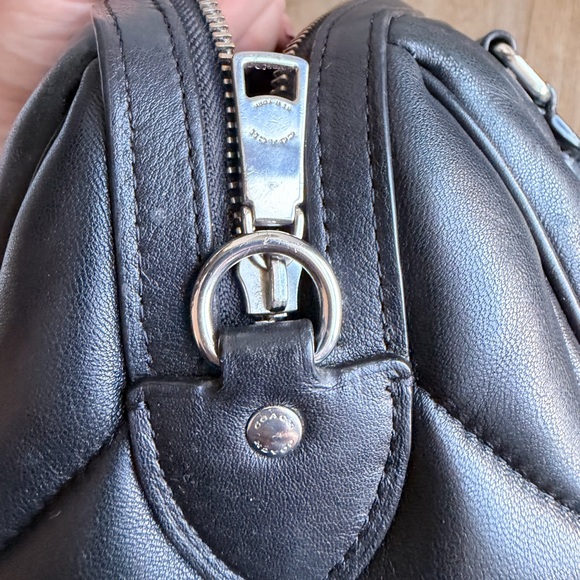 Coach Quilted Black Leather Satchel - Picture 7 of 14